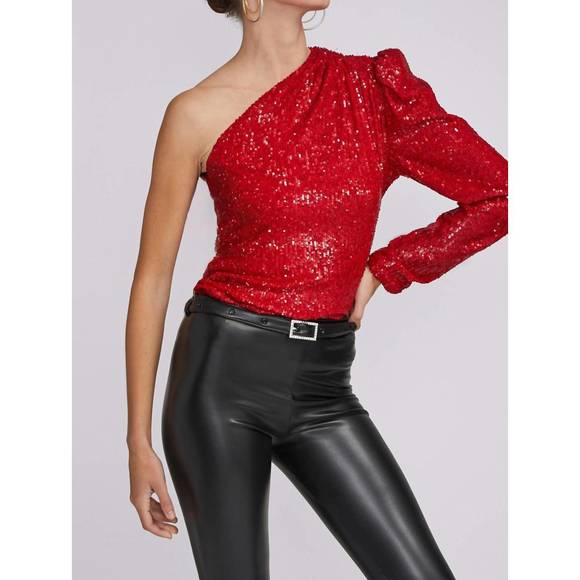 NEW GENERATION LOVE vetta sequin top in rouge - Picture 1 of 4